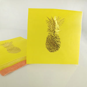 Xiang Sheng modello di ananas dorato stampato personalizzato 2 strati 33*33cm 1/4 tovaglioli piegati per uso banchetto - Product Image 3