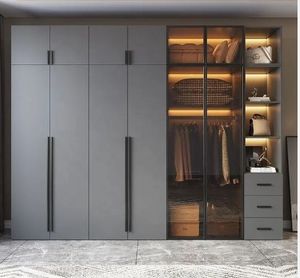Armadio Moderno su Misura, Mobile Laminato, Cabina Armadio con Illuminazione LED, Guardaroba in Legno Personalizzato per Camera da Letto - Product Image 1