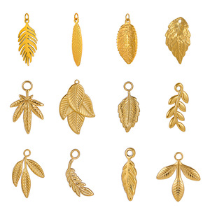 Galería de Hojas Doradas |   Colgantes de Hoja de Acero Inoxidable con Baño de Oro PVD de 18K para Fabricación de Joyería DIY |   Resistente al agua y sin deslustre - Product Image 2