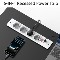 Prise de courant encastrée pour bureau avec prises CA, USB-C et protection contre les surtensions, multiprise dissimulée pour bureau ou bureau à domicile
