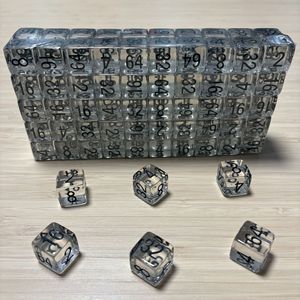 Dados Acrílicos Transparentes Negros con Números y Puntos, en Ángulo Recto, Multiples del Cuadrado del 2, para Enseñanza y Juegos <span class=keywords><strong>de</strong></span> Mesa - Product Image 1
