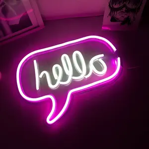Custom led flex neon sign light bar shop store decor logo acrylic illuminated hello neon sign