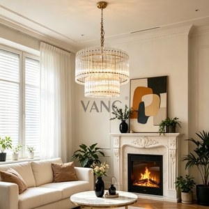 Lampadario americano di lusso in ottone trasparente fatto a <span class=keywords><strong>mano</strong></span> in vetro a doppio strato per soggiorno sala da pranzo Hotel - Product Image 4