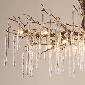 2023 all'ingrosso sconti in contanti rame oro moderno cristallo forcella soffitto lampadario - Product Image 4
