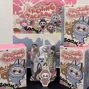 Popmart labubu ชุดมาการูนจากมอนสเตอร์ที่น่าตื่นเต้นกล่อง labubu ดั้งเดิม6ชิ้นกล่องปิดตาของเล่นตุ๊กตาผ้ากำมะหยี่ - Product Image 2