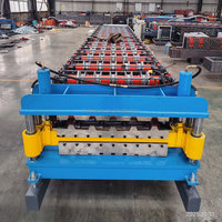 Machine de formage à froid de tôles métalliques à double couche, machine de fabrication de tuiles de toiture ondulées, contrôlée par PLC, moteur à engrenages, marque HKY