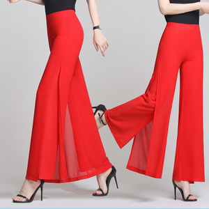 Pantalon long en mousseline de soie pour femme, taille haute élastique respirante, style décontracté ample, nouvelle collection été, grandes tailles - Product Image 1