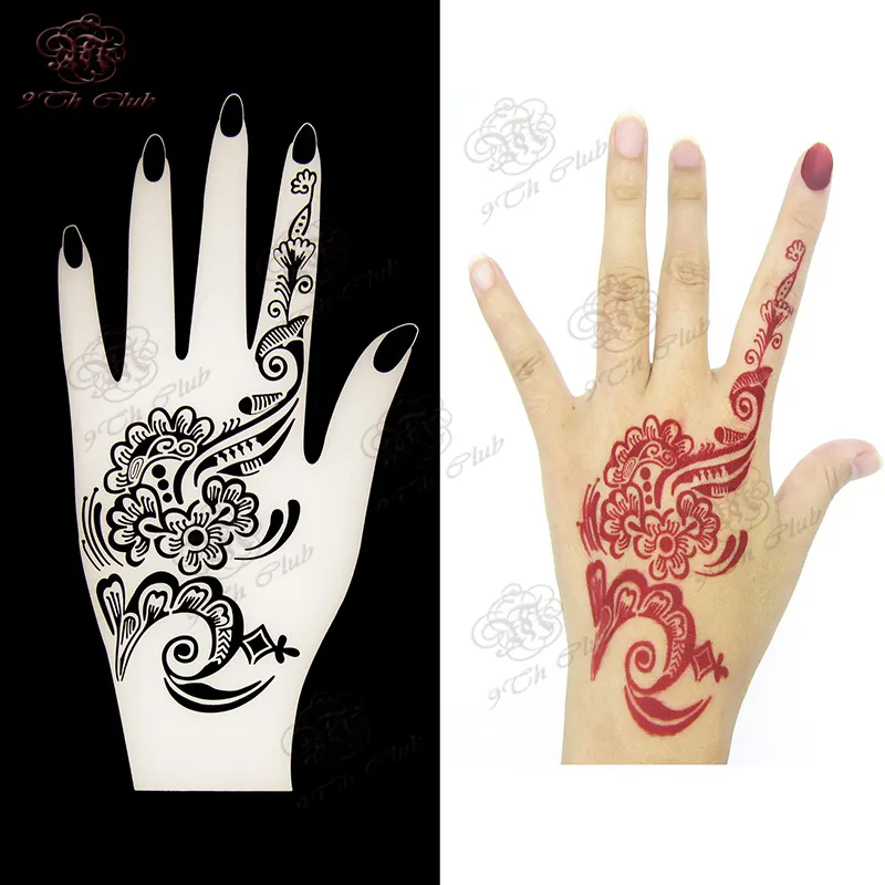 Gefälschte temporäre Tattoo Aufkleber Schmetterling Mehndi Blume gefälschte Tattoo Frauen Feder Flora Sexy Henna Design Aufkleber