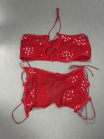 Viviblook Z206ST01 Ensemble de lingerie sexy pour femme, haut court sans bretelles avec strass, short à lacets, ensemble deux pièces en tricot ajouré