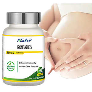 Tabletas de Sulfato de Hierro ASAP OEM, Suplemento de Glóbulos Rojos para la Salud Femenina y las Necesidades Menstruales, 90 Tabletas/Botella - Product Image 1