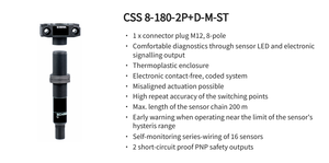 Sensor de Seguridad Inductivo Codificado Schmersal CSS 8-180-2P+D-M-ST 101209595, Conector M12 de 8 Polos para Sistema de Protección - Product Image 2