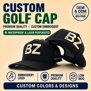 Ultimate 5 Panel Solid Waterproof Golf <b>Cap</b> Custom Embroidery Logo Low MOQ OEM Laser Perforated Breathable <b>Quick</b> <b>Dry</b> Sport Select - Product Image 1
