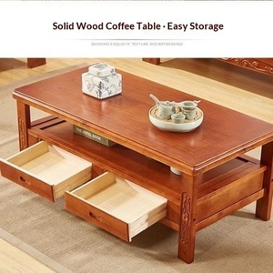 Tavolino da Caffè Lungo in <span class=keywords><strong>Legno</strong></span> Massello, Design Moderno e Semplice con Spazio di Archiviazione, <span class=keywords><strong>Tavolo</strong></span> da Tè Multifunzione, Arredamento per Soggiorno - Product Image 4