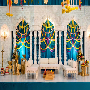 Elegant <b>Wedding</b> Open Style Mandap with White 3D Fiber <b>Frames</b> - Product Image 1