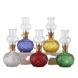 Grande lampe à pétrole rétro artisanale écologique, coupe-vent, à intensité variable, en verre résistant à la chaleur, colorée, motif Bouddha, pour la maison et Noël - Product Image 1