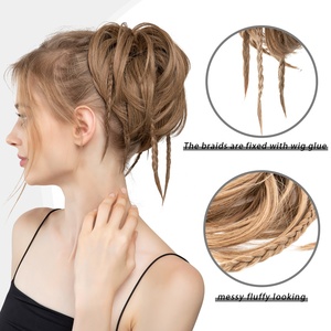 Venta al por mayor de moda rizado gran sucio relleno piezas sintético bollo de palo de pelo Postiches moño con trenzas <span class=keywords><strong>para</strong></span> las mujeres blancas - Product Image 3