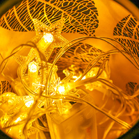 Guirnalda de Luces LED 3M con 20 Luces en Forma de Estrella y Copo de Nieve, Funciona con 3 Pilas AA, Luz Blanca Cálida, Modo Dual, Decoración Navideña