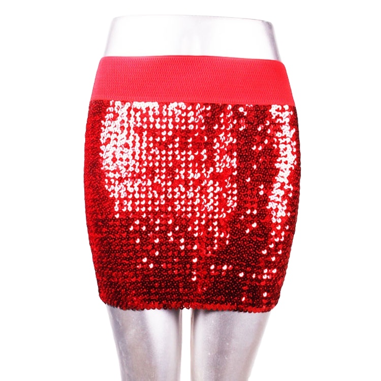 Amazon sells sequined miniskirts women clothing pure color elastic waistband miniskirt 9 color spot supply