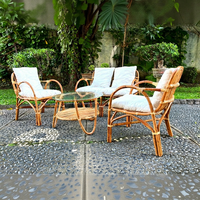 Ensemble de meubles d'extérieur en rotin naturel pour jardin, résistant aux intempéries, pour salon, maison, patio, complexe hôtelier, cour et parc - Vente en gros