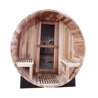 Jendela pintu kaca panorama kayu Cedar merah Finlandia tradisional 4-6 orang kayu ditembakan barel Sauna dengan fungsi uap kering