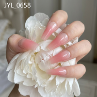 Faux ongles à presser longs forme cercueil, rose ombré, ABS, motif fraise cerise, finition brillante, réutilisables, tendance, 24 pièces
