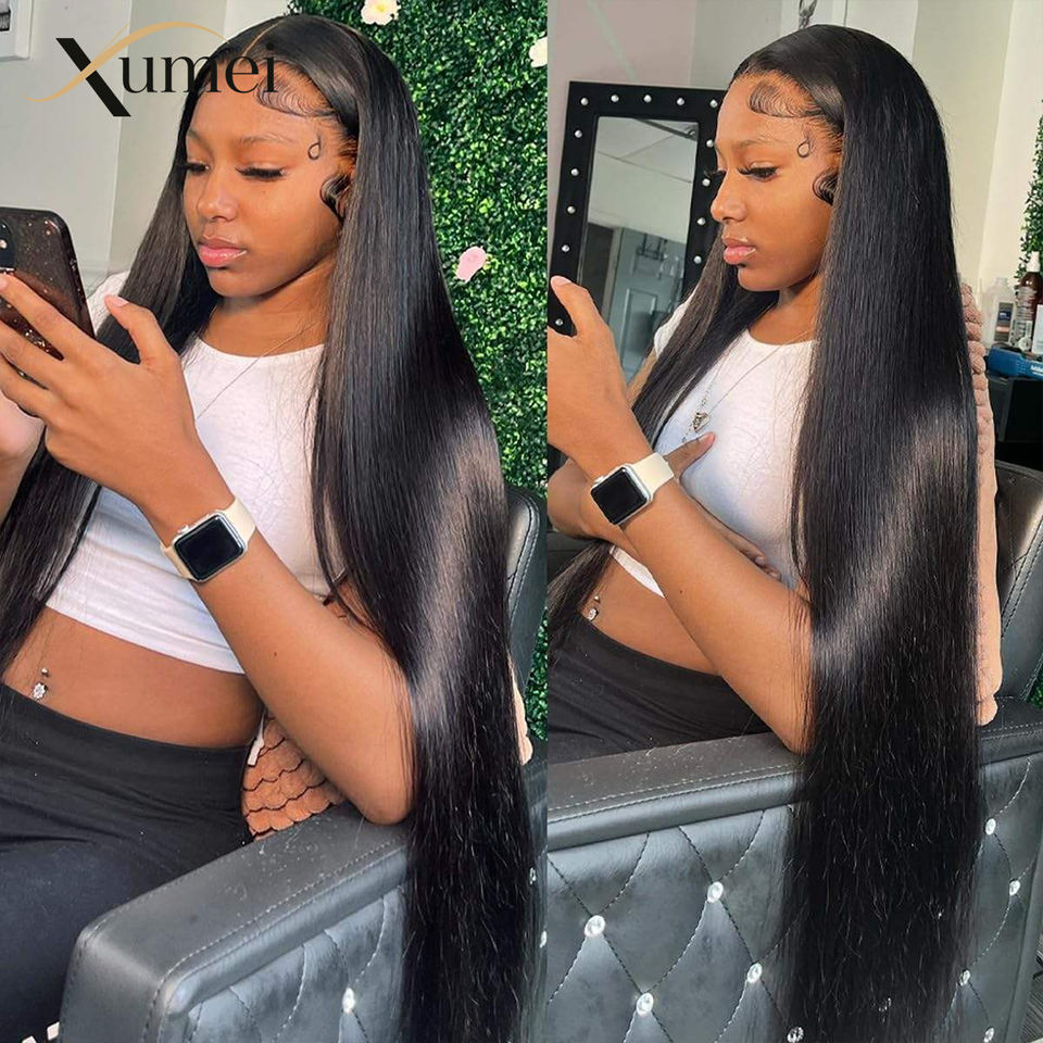 Raw Vietnamese Human Hair Wigs Glueless Bone Straight 40 Inch Long Lace ...
