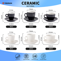 Ensemble de soucoupe pour tasse à café expresso cappuccino en céramique italienne et porcelaine Tasse à latte à paroi épaisse émaillée disponible en différentes tailles
