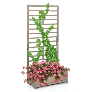Outdoor Garden Furniture Wood Planter Box W/trellis Raised Garden Bed For Climbing Plant