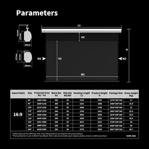Vente en gros Wupro/OEM 100 pouces <span class=keywords><strong>écran</strong></span> <span class=keywords><strong>de</strong></span> <span class=keywords><strong>Projection</strong></span> électrique déroulant 16:9 contrôle intelligent <span class=keywords><strong>4K</strong></span> <span class=keywords><strong>écran</strong></span> <span class=keywords><strong>de</strong></span> <span class=keywords><strong>projection</strong></span> <span class=keywords><strong>motorisé</strong></span> en cristal noir - Product Image 6
