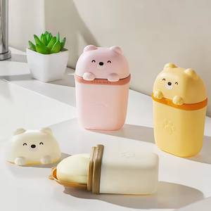 Boîte à Savon Portable Ours Cartoon, Boîte de Rangement Scellée Étanche pour Voyage, Maison, Salle de Bain, Camping - Product Image 1