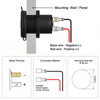 Usine 12V/24V aluminium interrupteur étanche voltmètre chargeur rapide numérique QC3.0 PD3.0 double Port USB chargeur de voiture prise de courant