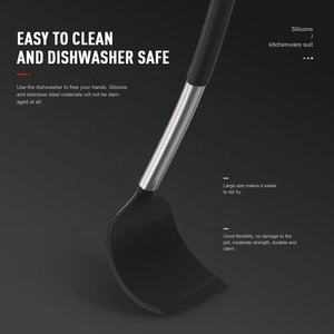 Stainless Steel Kitchen Cooking <b>Tools</b> Black <b>Silicone</b> Cooking Utensils Kitchen Utensils Set with Holder - Product Image 5
