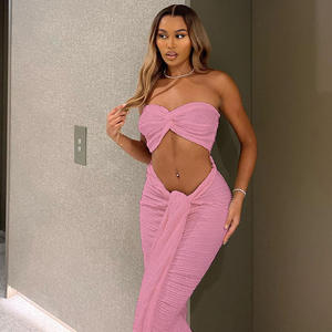 Zomer 2025 dames 2-delige rokset, modieus sexy tube top en maxi rok, strandvakantie outfit, tweedelig set - Product Image 6
