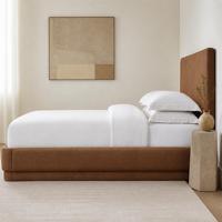 Maßgefertigtes Modernes Designer-Bett mit Extra Langem, Vollständig Gepolstertem Lederkopfteil, Größenanpassung für Private Villen