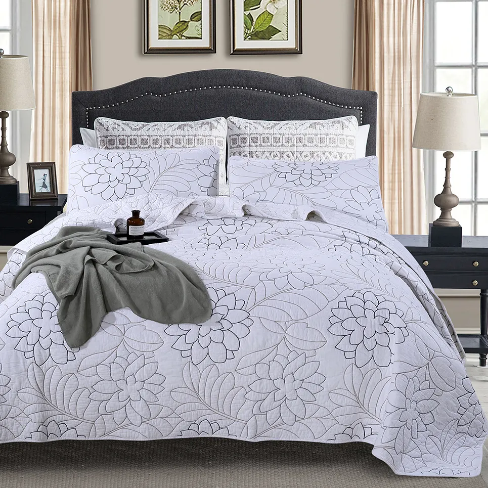 Couvre-lit en coton avec broderie pour lit double, couvre-lit léger pour soins de la peau, nouvelle collection