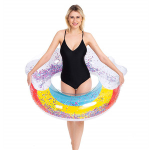 Inflatable Swimming Ring Novelty Rainbow Sequin 120Cm PVC Adult Water Toy Unisex Float For Pool Beach Fun - Product Image 2