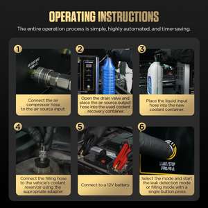 AUTOOL SC301 Kit d'outils pour véhicule Système de refroidissement du radiateur Rinçage Nettoyage Diagnostic Liquide de refroidissement Testeur de pression pour voitures - Product Image 5
