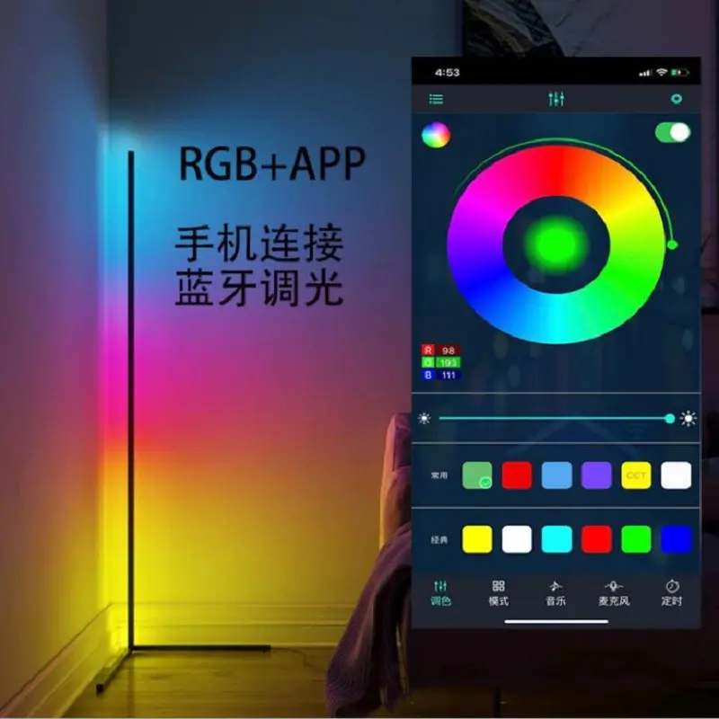 Moderne Dekoration intelligentes Ecklicht ferngesteuert Tuya Unterstützung Google Alexa Rgb Led Eck-Bodenlampe für Wohnzimmer