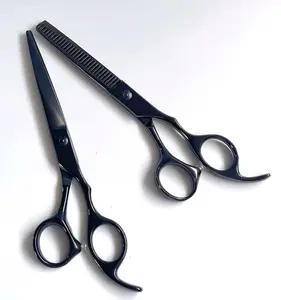 Cabelo tesoura fabricante na china 440c cabelo tesoura 61hrc 10 pcs cabelo preto corte tesoura conjunto