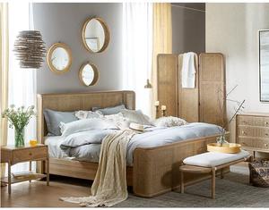 Mueble nórdico moderno personalizado con cama grande, mueble de madera de ratán - Product Image 5