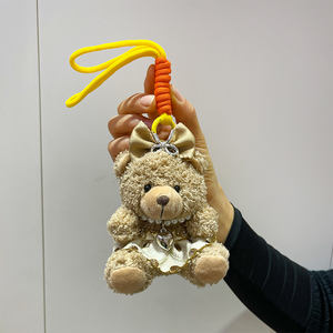 Lindo Llavero de Peluche de Oso Marrón, Mini Llavero de Osito para Colgante de Bolso, Osito de Peluche con Lazo, Llavero Kawaii de Peluche - Product Image 2