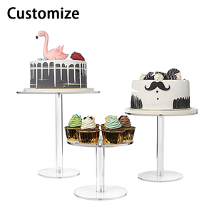 Bộ đế bánh acrylic hiện đại trong suốt, đế bánh tròn, đế bánh ngọt, bánh cupcake, bánh ngọt cao, dành cho bàn tráng miệng - Product Image 1