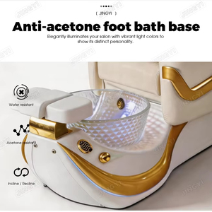 Fauteuil de pédicure professionnel avec drain intégré, réglable, électrique, pour salon de manucure, massage, couleur or - Product Image 2