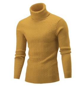 Otoño e Invierno cuello alto cálido moda Color sólido suéter hombres suéter Delgado suéter de punto para hombres camisa de fondo - Product Image 2