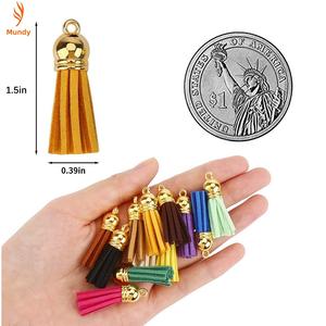 Pompons en Faux Daim avec Embouts Dorés, 20 Couleurs, Pompons Artisanaux pour Boucles <span class=keywords><strong>d</strong></span>'Oreilles, Bracelets et Emballage Cadeau - Product Image 1