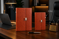 Agenda d'affaires personnalisé en cuir PU A5 avec calculatrice, reliure spirale, carnet multifonction, option de logo personnalisé, 40 feuilles pour le bureau