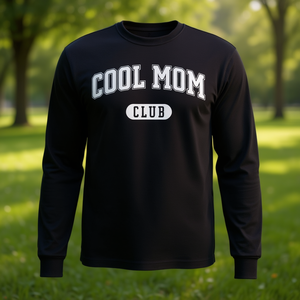 T-shirt a maniche lunghe Cool Mom Club nera, taglia unisex per adulti - Product Image 3