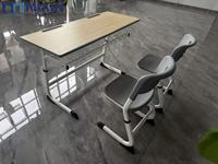 Bureau d'école double avec chaise, design moderne, mobilier de classe réglable, table d'étude en bois pour étudiants, université, école