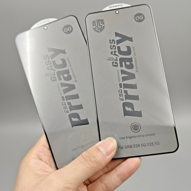 28° for iphone Samsung S26 S25 Ultra S24 S23 Plus S22 Protector Glass Film Fingerprint 10Pcs in a Box Privacy Tempered Screen Unlock