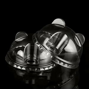 Vente en gros de couvercles de gobelets pour animaux de compagnie en plastique transparent en forme de panda, diamètre 89/92/93/98 mm, design adorable pour les boissons froides, les bouteilles de café - Product Image 1